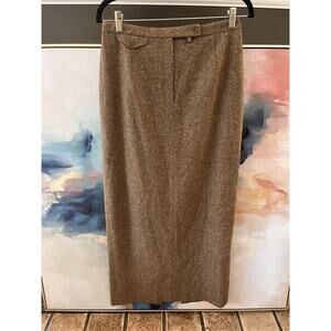 NORDSTROM Studio 121 Wool Blend Long Brown/Tan Wool Riding Skirt Womens Size 8